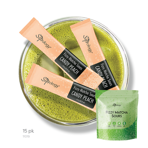 Candy Peach Fizzy Matcha Sours - 15 pack